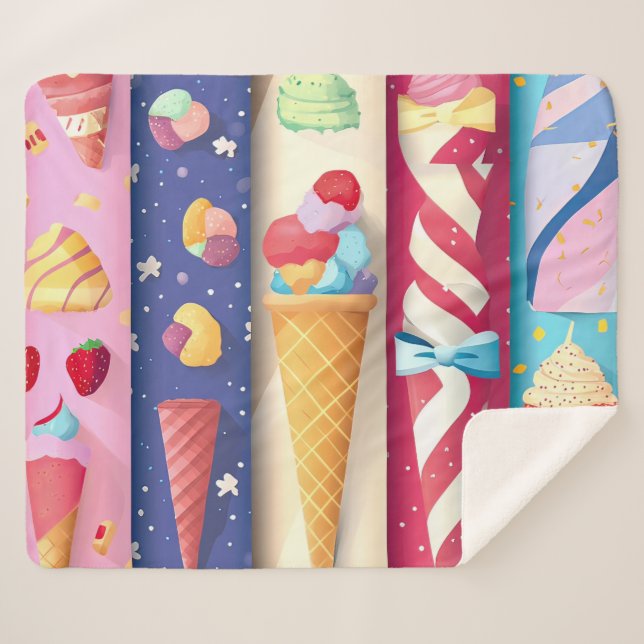 Ice Cream Sherpa Blanket (Front (Horizontal))
