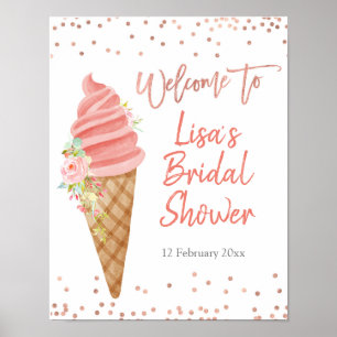 Ice Cream She's Been Scooped Bridal Shower Welcome Poster
