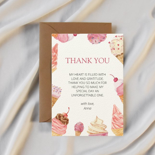 Ice Cream She's been scooped up Bridal shower Thank You Card (thank you bridal shower "she's been scooped up")