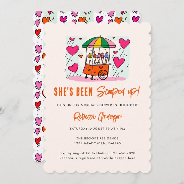 Ice Cream She's been scooped up Pink Bridal Shower Invitation (Front/Back)