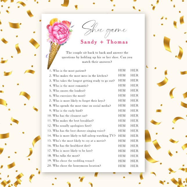 Ice cream - Shoe game bridal shower game (Creator Uploaded)