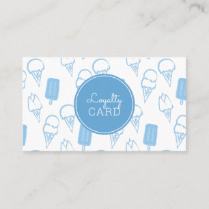 Ice Cream Shop Hand Painted Blue Loyalty Card