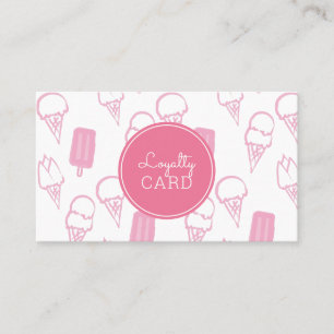 Ice Cream Shop Hand Painted Pink Loyalty Card
