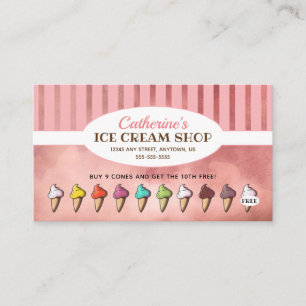 Ice Cream Shop Ice Cream Cone Loyalty Card
