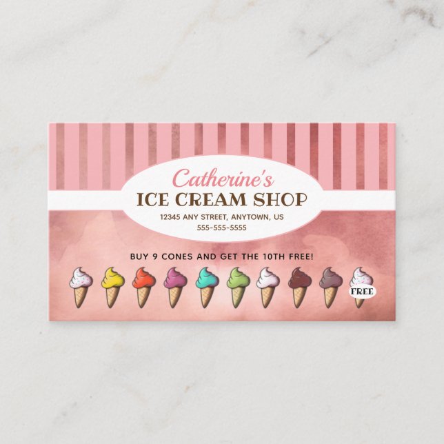 Ice Cream Shop Ice Cream Cone Loyalty Card (Front)