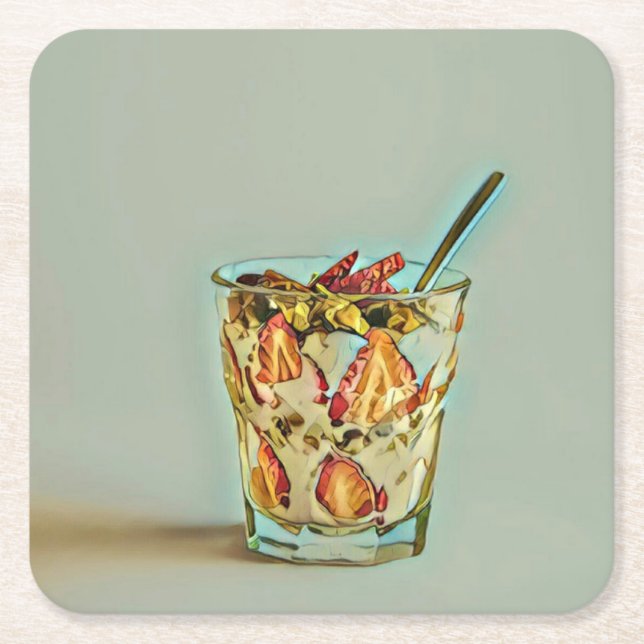 Ice cream shop square paper coaster (Front)