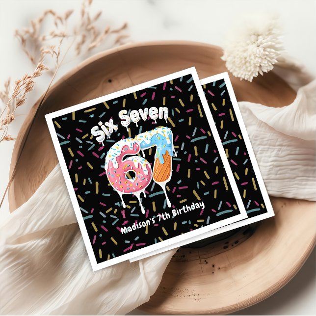 Ice Cream Six Seven 67 Birthday Napkins (Creator Uploaded)