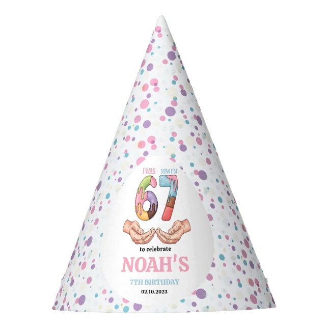 Ice Cream “Six Seven” 7th Birthday Party for Kids Hat (Front)