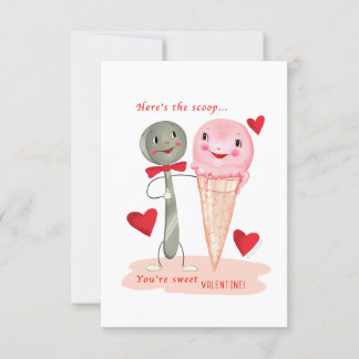Ice Cream Small Traditional Vintage Valentine  Invitation