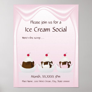 Ice Cream Social Announcement Poster