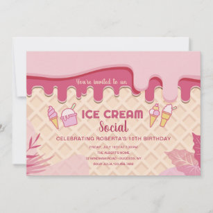 Ice Cream Social Birthday Invitation