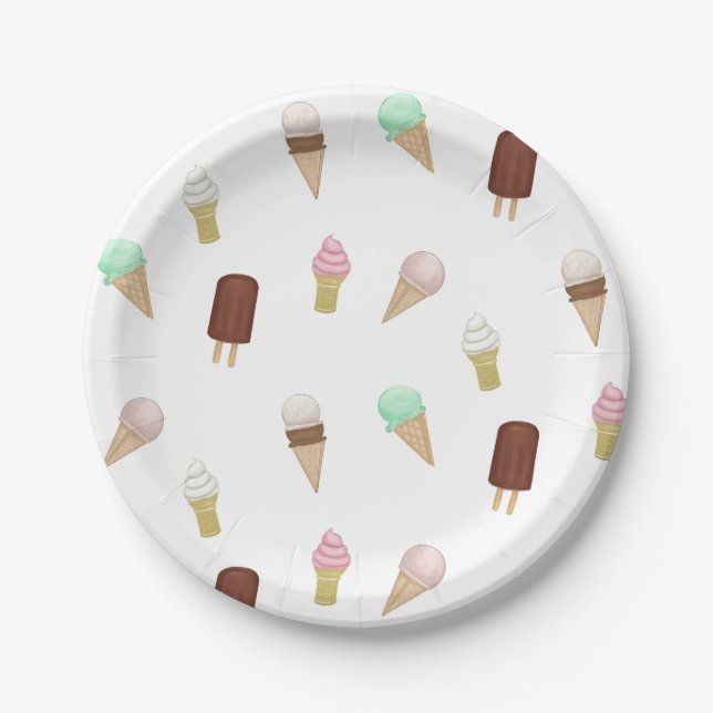 Ice Cream Social Birthday Party Ice Cream Cone Paper Plate (Front)