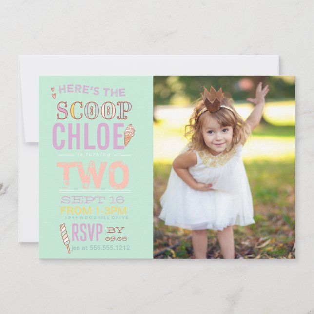 ICE CREAM SOCIAL BIRTHDAY PARTY INVITATION invite (Front)