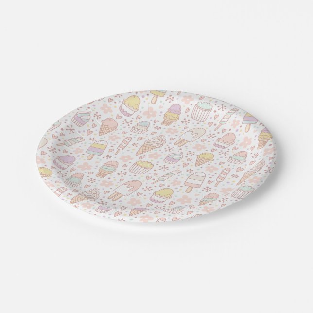 ICE CREAM SOCIAL birthday party plates (Angled)