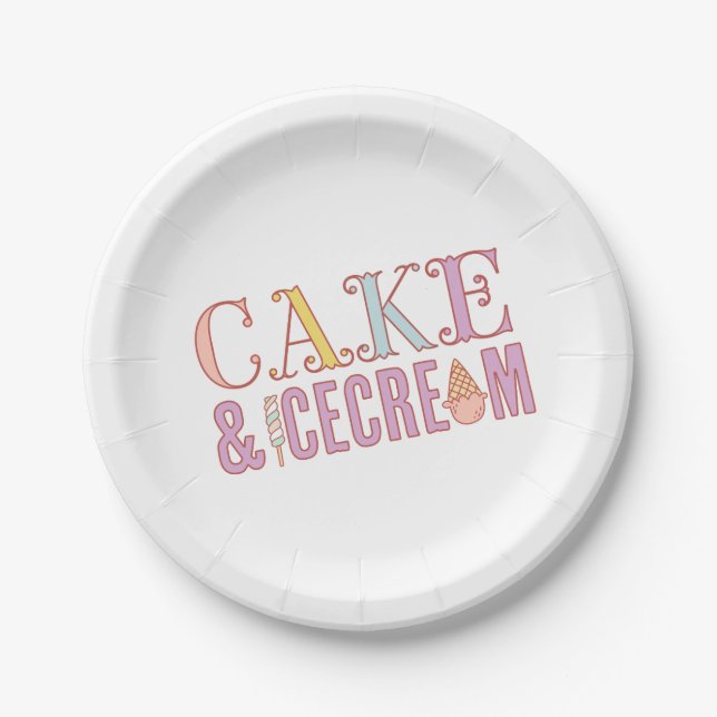 ICE CREAM SOCIAL birthday party plates (Front)