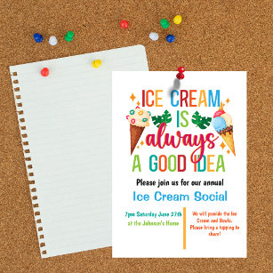 Ice Cream Social  Invitation