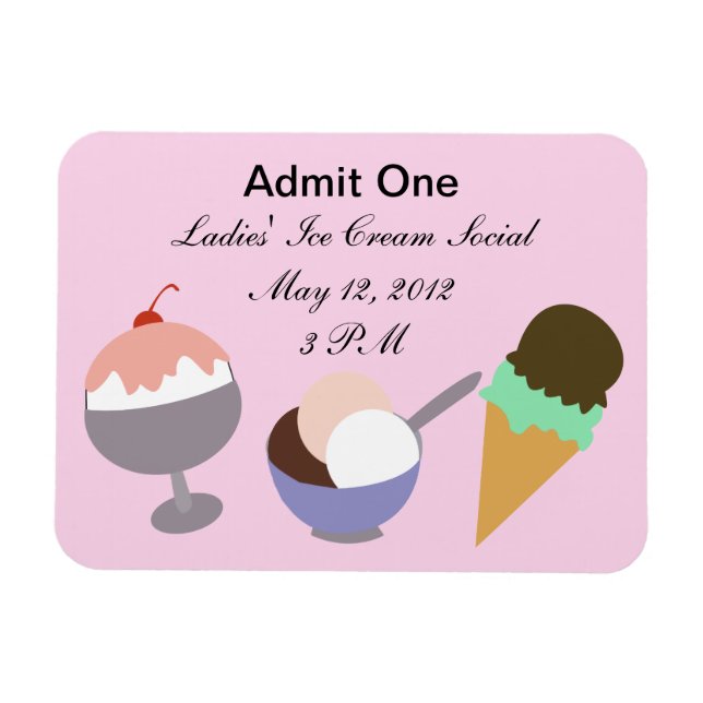 Ice Cream Social Ticket Magnet (Horizontal)