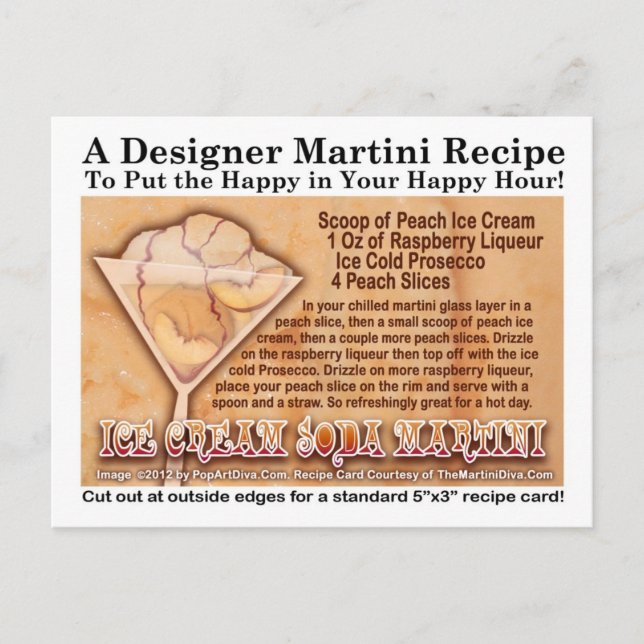 Ice Cream Soda Martini Recipe Postcard (Front)
