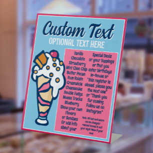Ice Cream Specials Flavours Mini Menu Pedestal Sig Sign