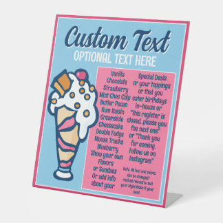 Ice Cream Specials Flavours Mini Menu Pedestal Sig Sign