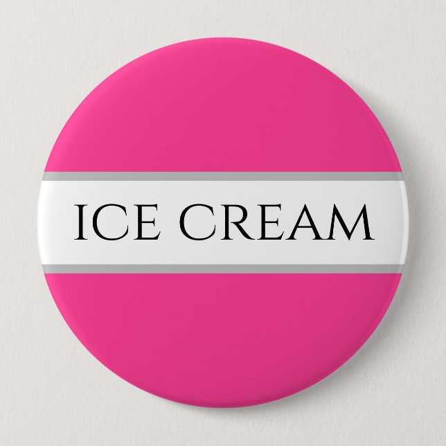 ICE CREAM Sporty Bright Candy Pink White Stripes 10 Cm Round Badge (Front)