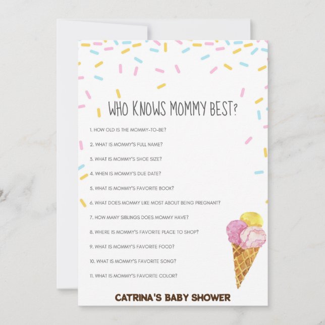 Ice Cream Sprinkle Baby Shower -Editable Name, 5x7 Invitation (Front)