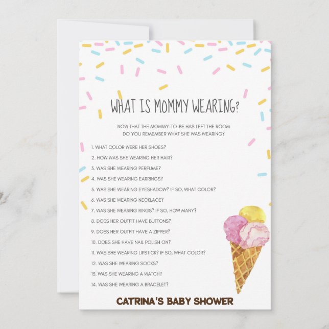Ice Cream Sprinkle Baby Shower -Editable Name, 5x7 Invitation (Front)