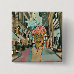 Ice cream sprinkles 15 cm square badge