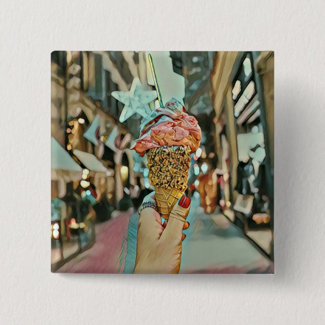 Ice cream sprinkles 15 cm square badge (Front)