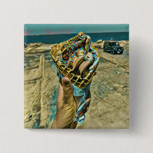 Ice cream sprinkles 15 cm square badge