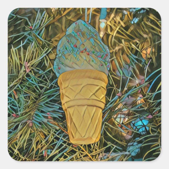 Ice cream sprinkles square sticker (Front)