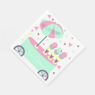 Ice Cream Stand Confetti Birthday Party Pink Napkin