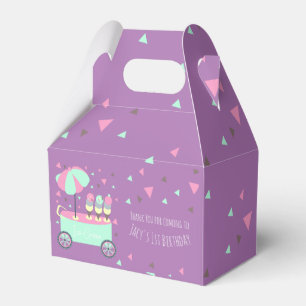 Ice Cream Stand Confetti Purple Birthday Party Favour Box