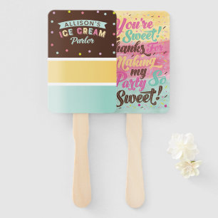 Ice Cream striped Popsicle Treat Birthday Party Hand Fan