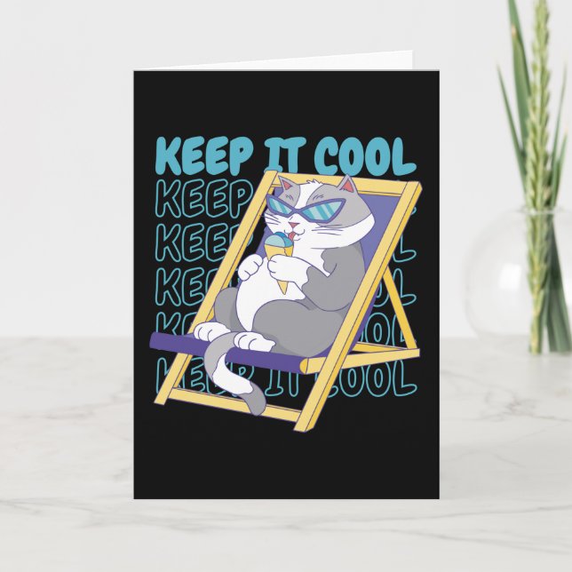 Ice Cream Summer Beach Ice Cream Vacation Cat Card (Front)