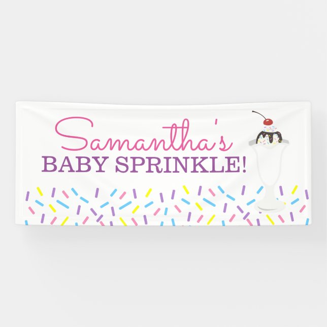 Ice Cream Sundae Baby Sprinkle Custom Banner (Horizontal)