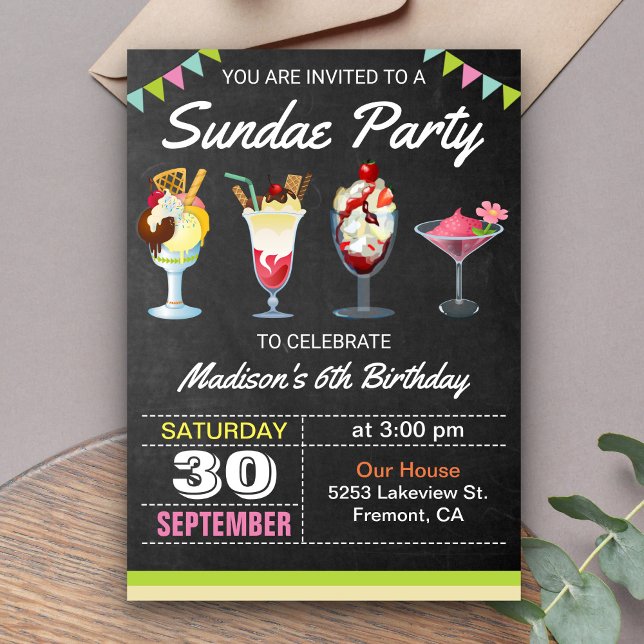 Ice Cream Sundae Birthday Party Invitation (Creator Uploaded)