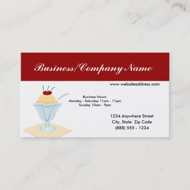 Ice Cream Sundae Business Cards (Front)