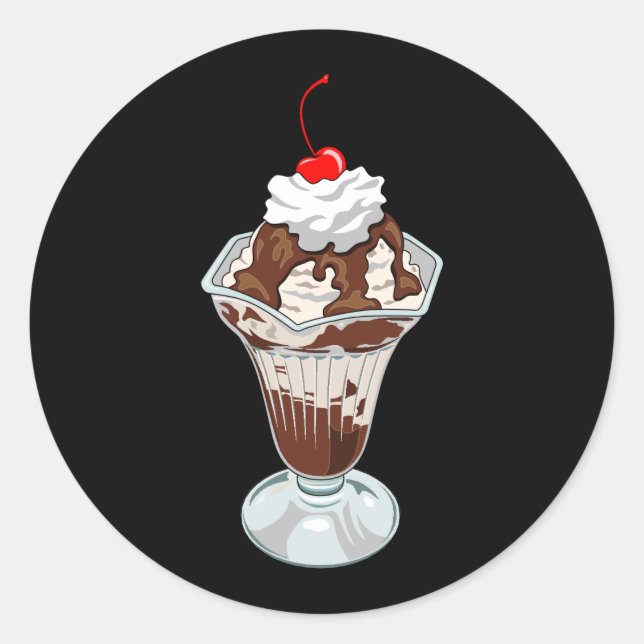 Ice Cream Sundae Classic Round Sticker (Front)
