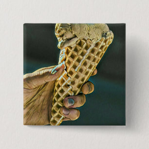 Ice cream sundae for kids 15 cm square badge