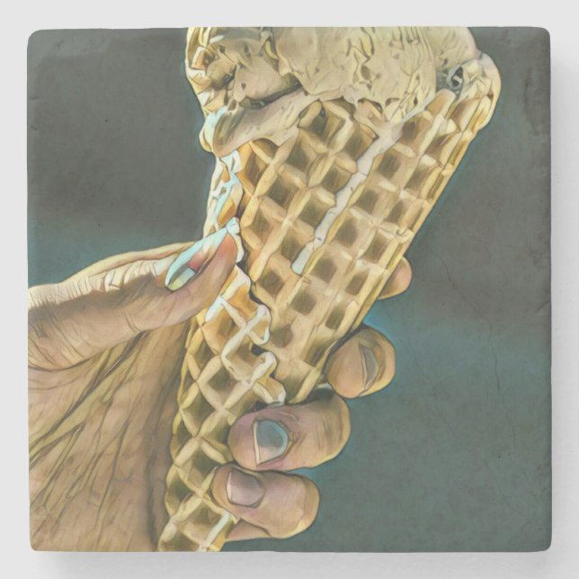 Ice cream sundae for kids stone coaster (Front)