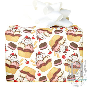 Ice Cream Sundae Gift Wrapping Paper