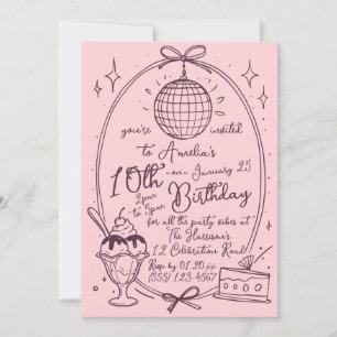 Ice Cream Sundae Girl Birthday Party Invite