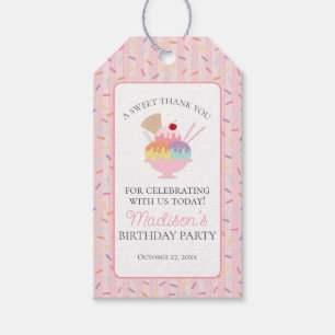 Ice Cream Sundae Heres the Scoop Birthday Favor Gift Tags