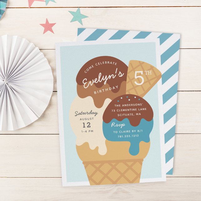 Ice Cream Sundae Kids Birthday Party Invitation (Creator Uploaded)