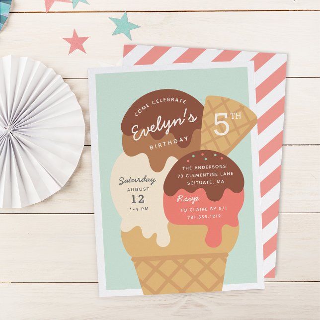 Ice Cream Sundae Kids Birthday Party Invitation (Creator Uploaded)