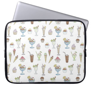 Ice Cream Sundae Pattern White Laptop Sleeve