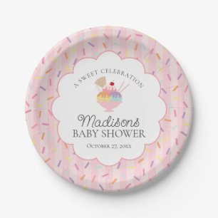 Ice Cream Sundae Sprinkled with Love Baby Shower Paper Plate