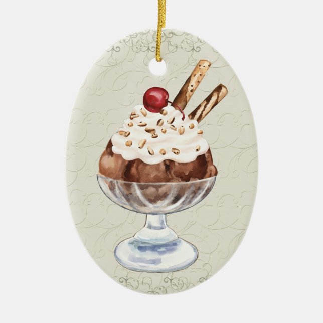 Ice Cream Sundae - SRF Ceramic Tree Decoration (Front)