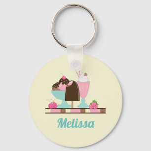 Ice Cream Sundae Summery Treats Custom Key Ring
